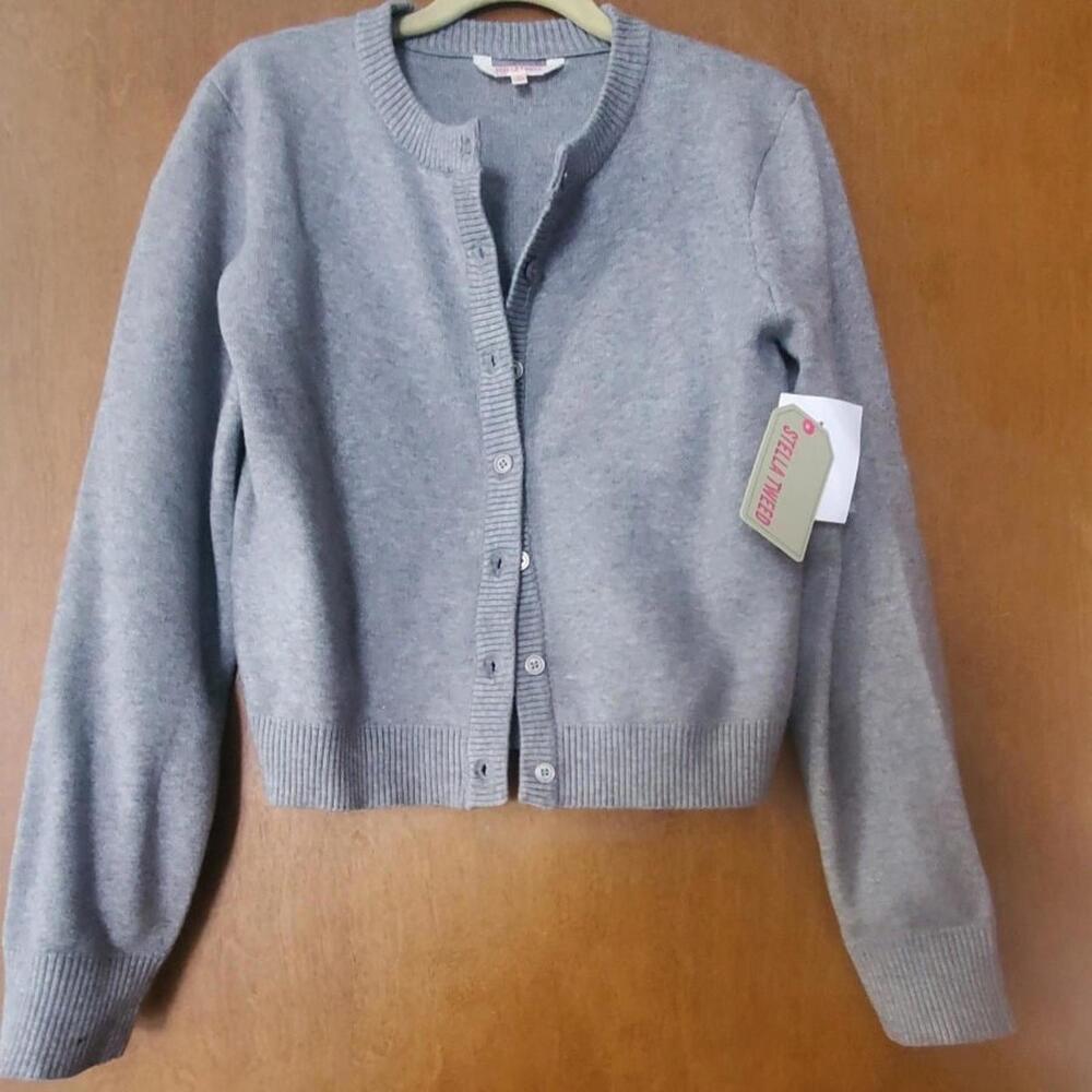 Faux Cashmere Light Grey Button Front Sweater, Very Soft Material Size M